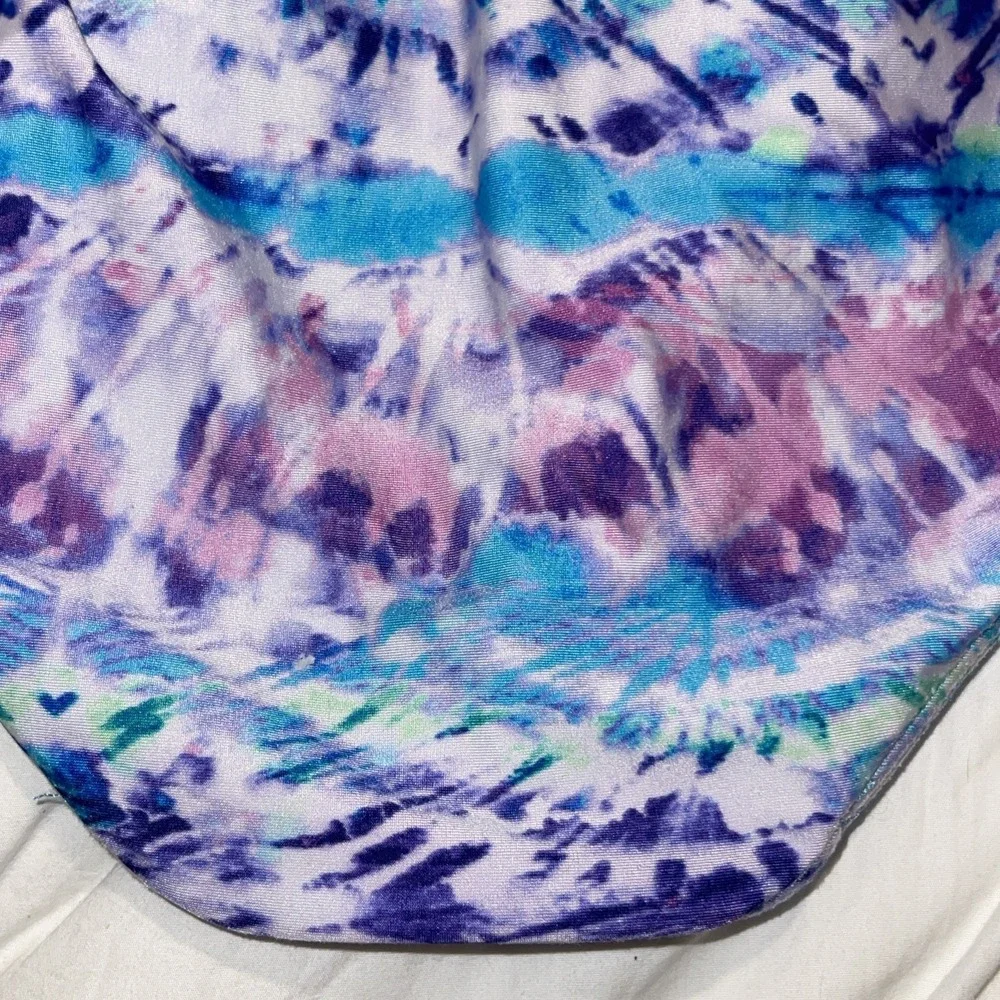 Speedo Girls Purple Blue‎ Tie Dye One Piece Swimsuit L Youth Professional Grade
